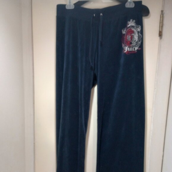 Juicy Couture Vintage Tracksuit Navy blue velour 2 pc set L Lightly used! - Picture 3 of 15